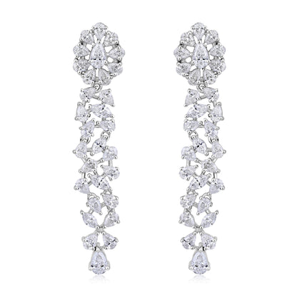 Solid Gold 3.5ct Natural Diamond 48mm Pear Marquise Drop Earrings