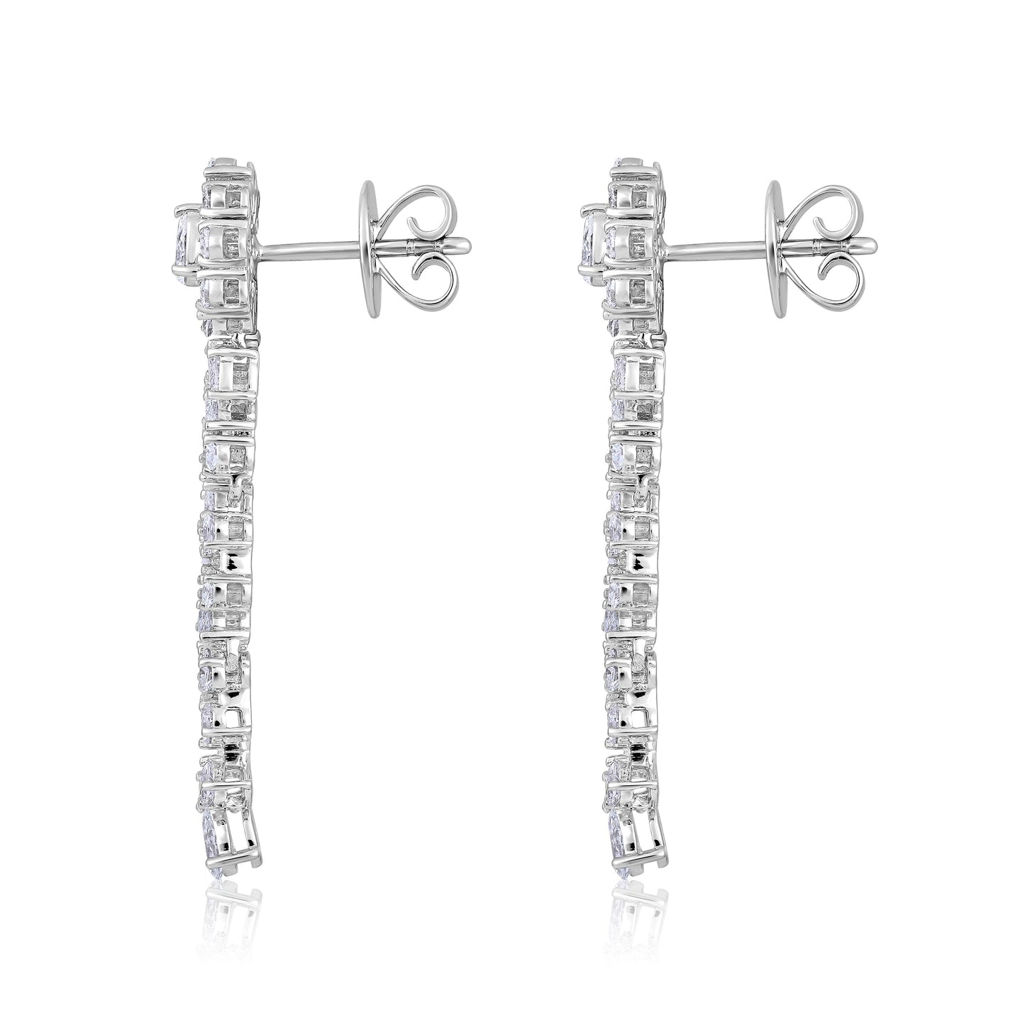 Solid Gold 3.5ct Natural Diamond 48mm Pear Marquise Drop Earrings