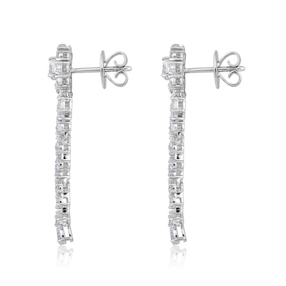 Solid Gold 3.5ct Natural Diamond 48mm Pear Marquise Drop Earrings