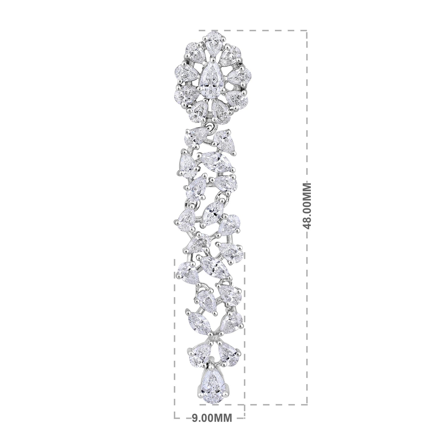Solid Gold 3.5ct Natural Diamond 48mm Pear Marquise Drop Earrings