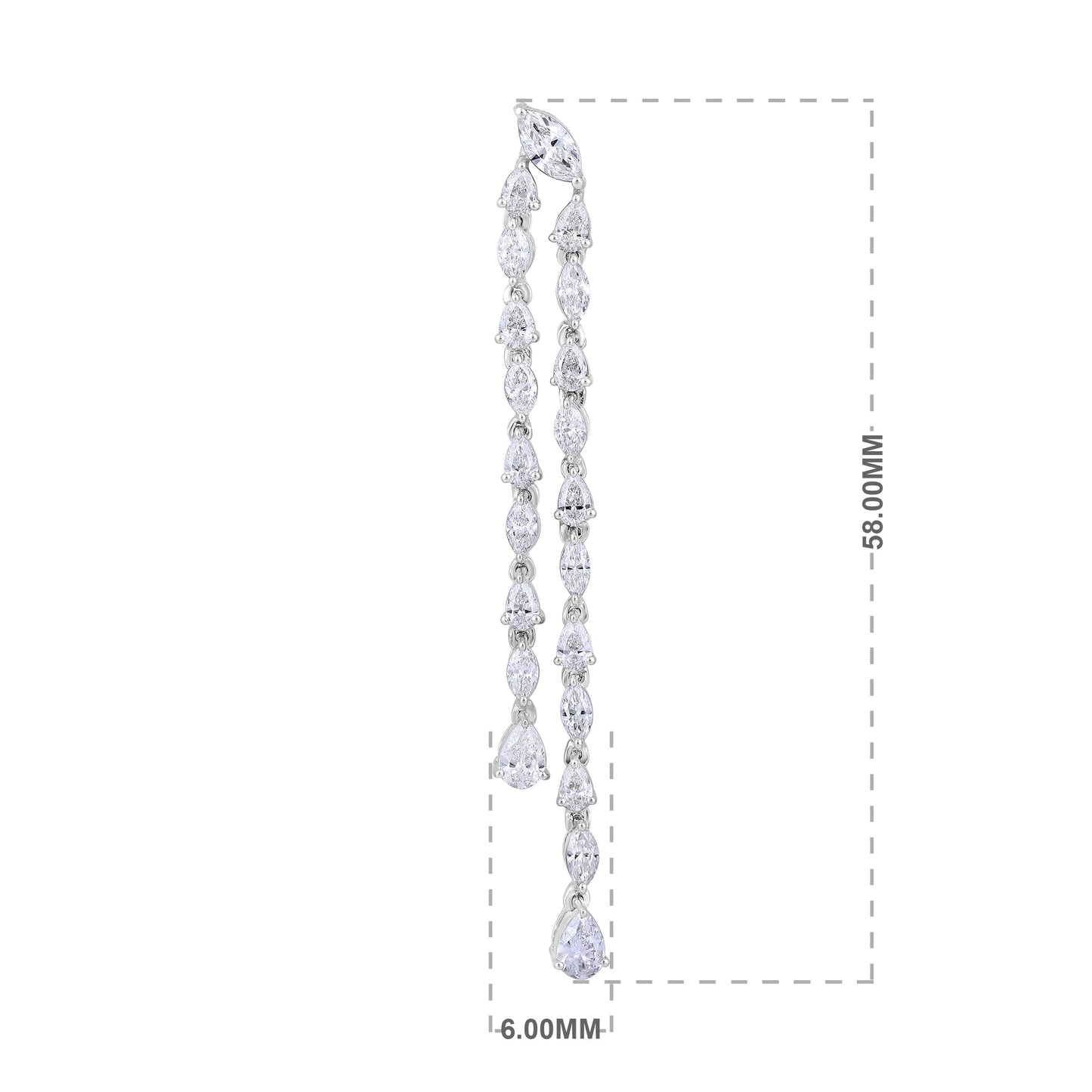 Solid Gold 3.7ct Natural Diamond Pear Marquise Double Drop Earrings