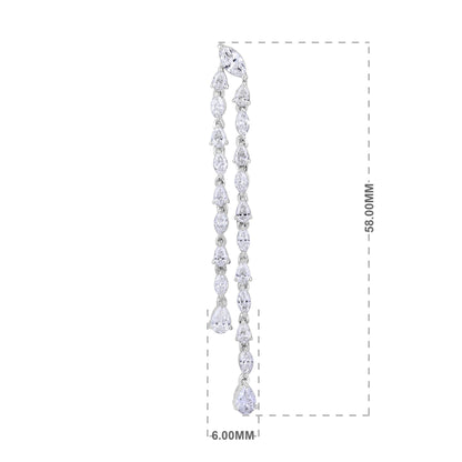 Solid Gold 3.7ct Natural Diamond Pear Marquise Double Drop Earrings