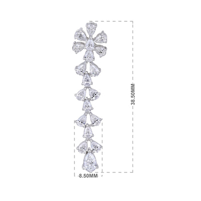 Solid Gold 2.64ct Natural Diamond Pear Snowflake Drop Earrings