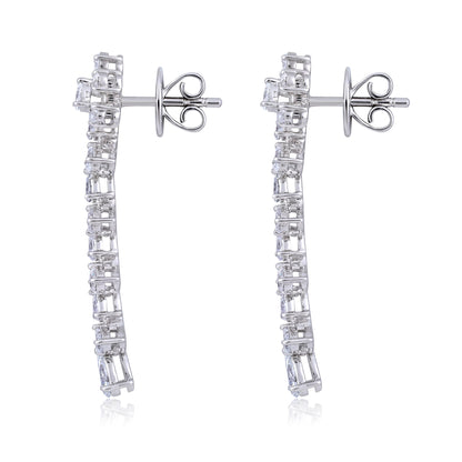 Solid Gold 2.64ct Natural Diamond Pear Snowflake Drop Earrings