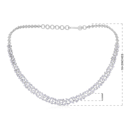Solid Gold 8ct Natural Diamond Pear Marquise Tennis Necklace