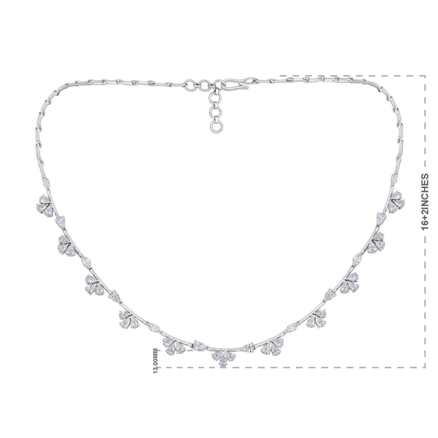 Solid Gold 4.8ct Natural Diamond Pear Marquise Station Necklace
