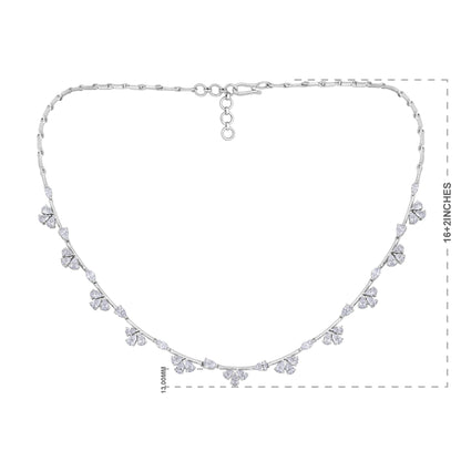 Solid Gold 4.8ct Natural Diamond Pear Marquise Station Necklace