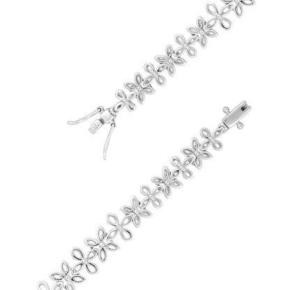 Solid Gold 2.5ct Natural Diamond Pear Marquise Leaf Tennis Bracelet