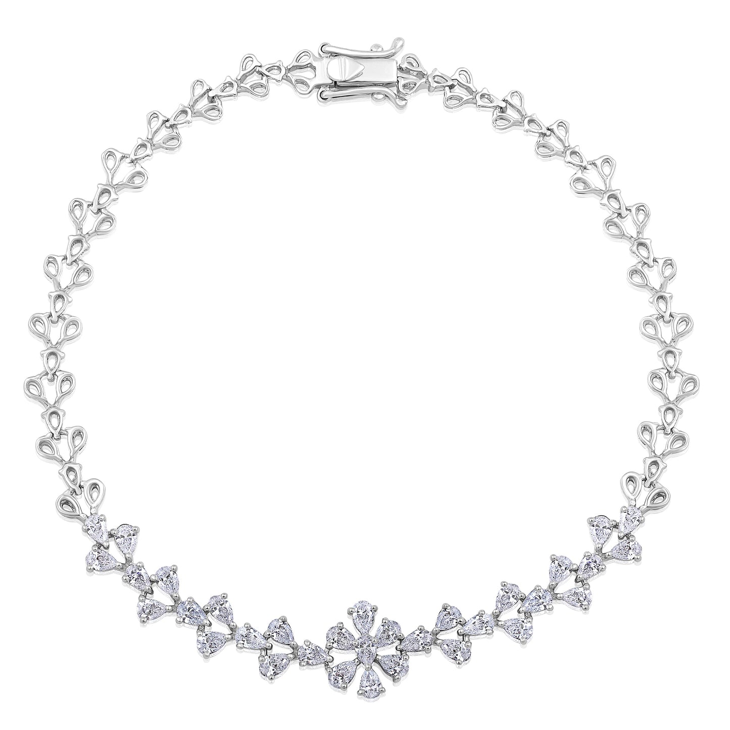 Solid Gold 1.6ct Natural Diamond Pear Leaf Bracelet