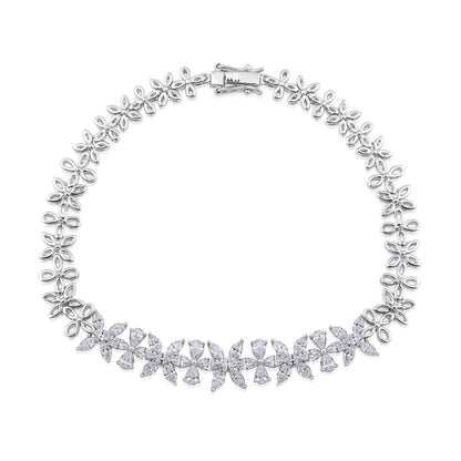 Solid Gold 2.5ct Natural Diamond Pear Marquise Leaf Tennis Bracelet