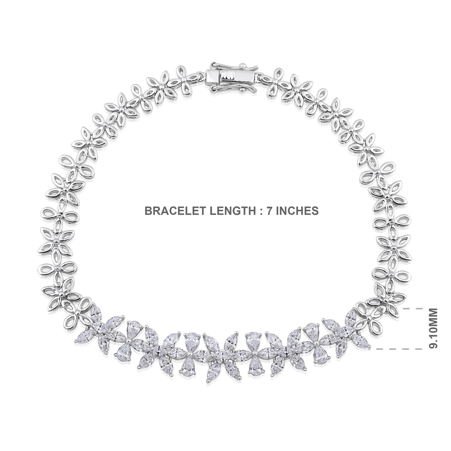 Solid Gold 2.5ct Natural Diamond Pear Marquise Leaf Tennis Bracelet