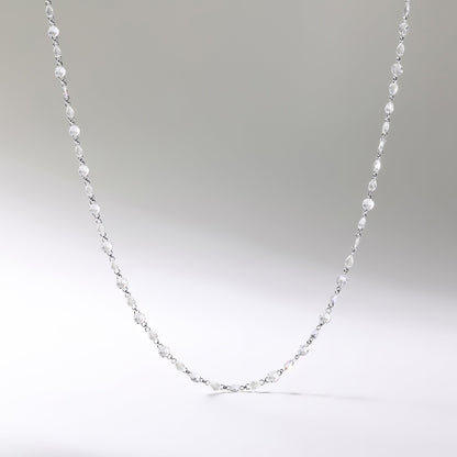 Solid Gold 5.64ct Natural Diamond Rose-Cut Pear Tennis Necklace