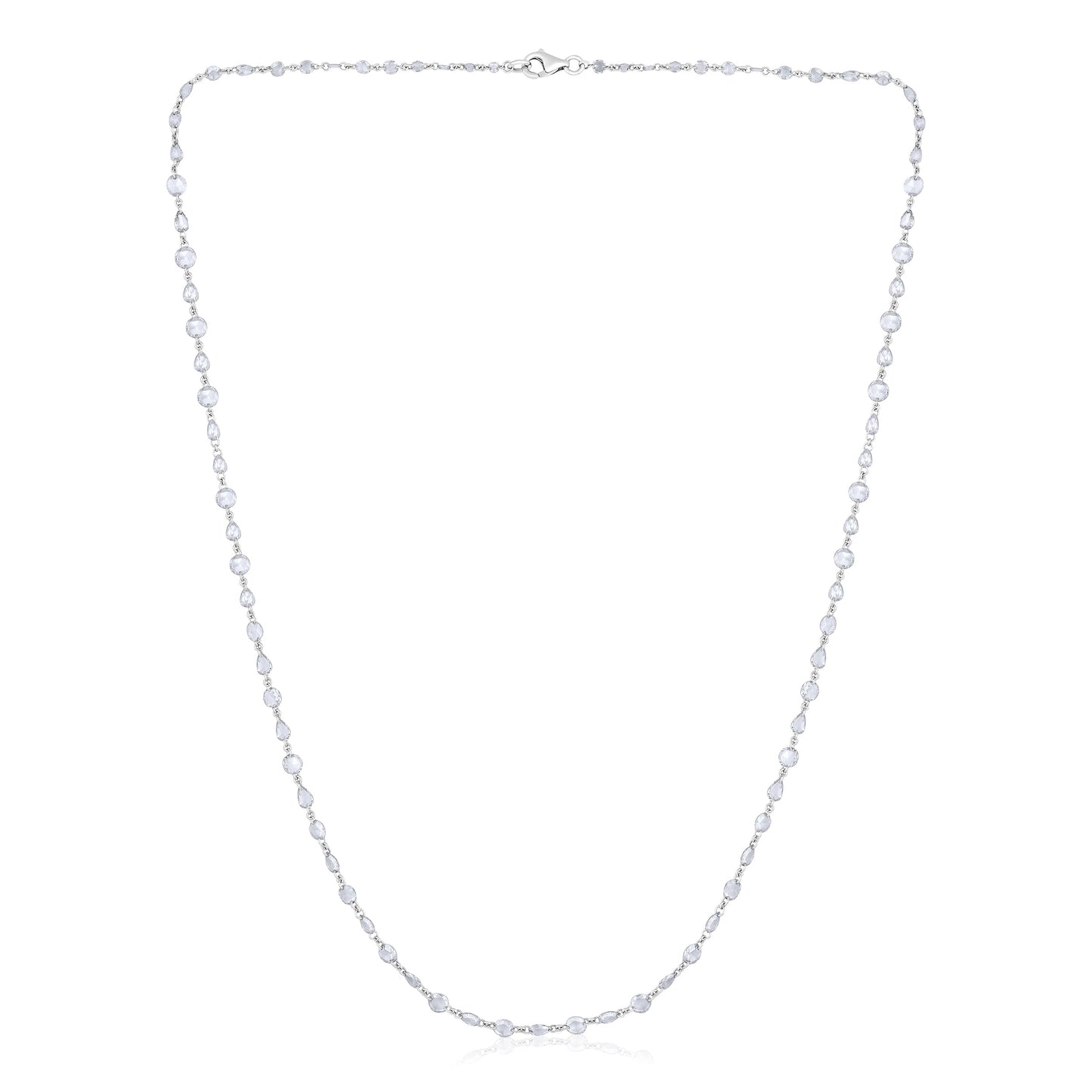 Solid Gold 4.7ct Natural Diamond Pear Round Tennis Necklace