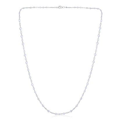 Solid Gold 4.7ct Natural Diamond Pear Round Tennis Necklace