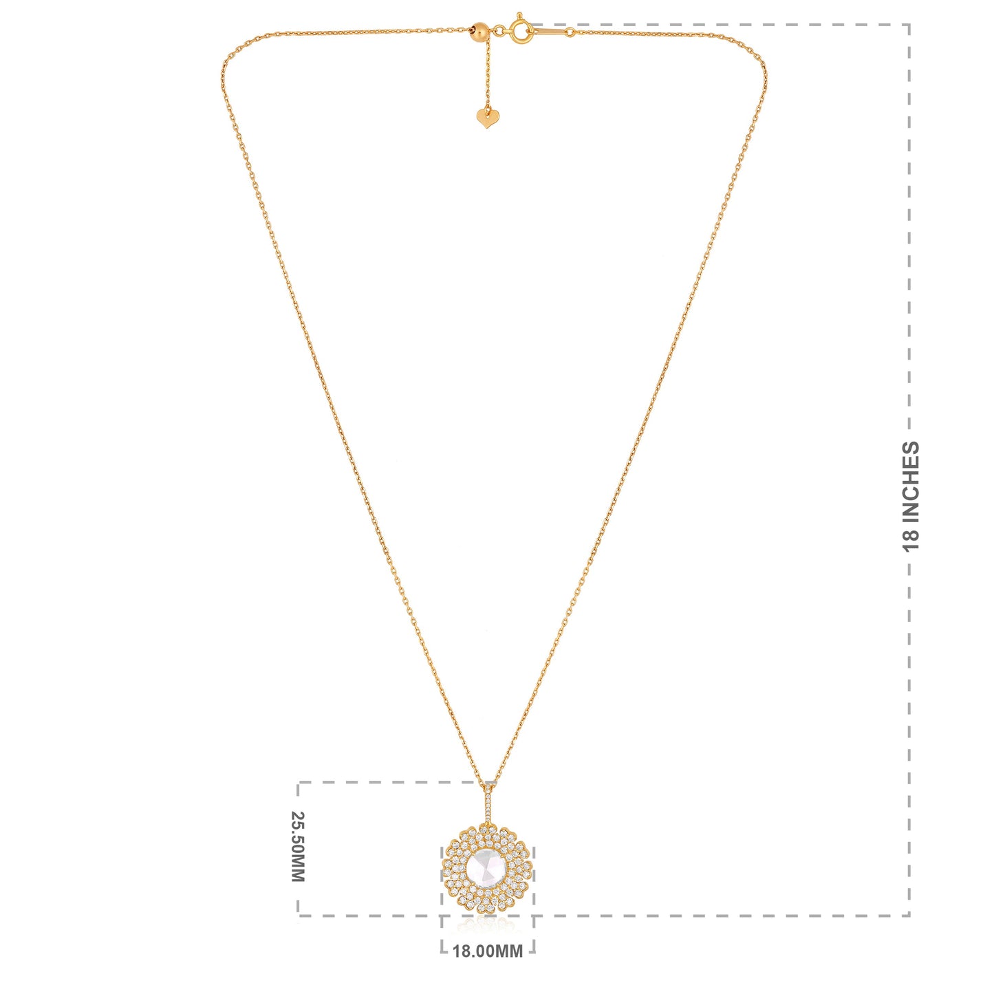 Solid Gold 4.4ct Natural Diamond Cut Flower Pendant Necklace