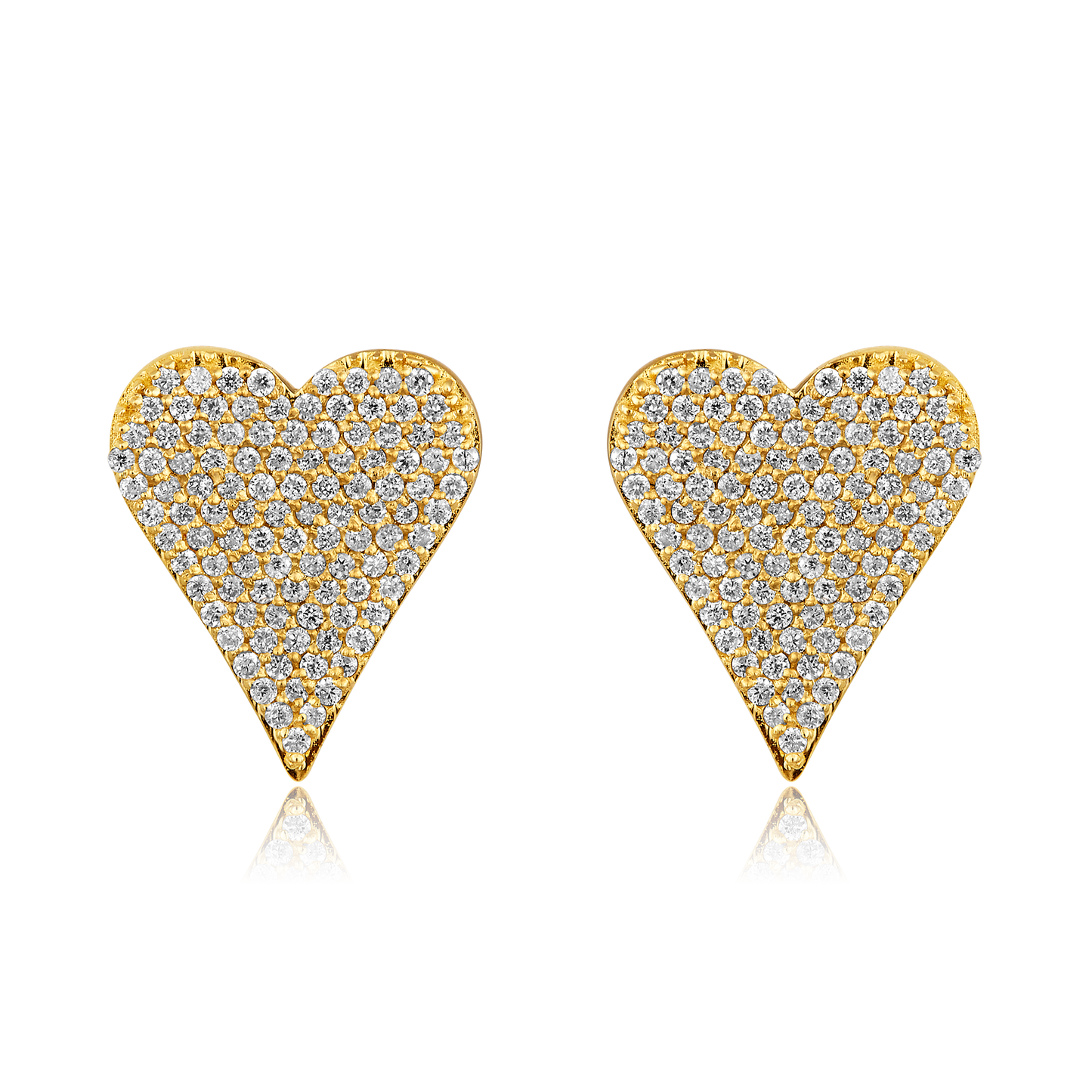 Solid Gold 0.32ct Natural Diamond Heart Studded Stud Earrings