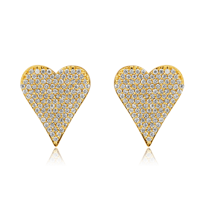 Solid Gold 0.32ct Natural Diamond Heart Studded Stud Earrings