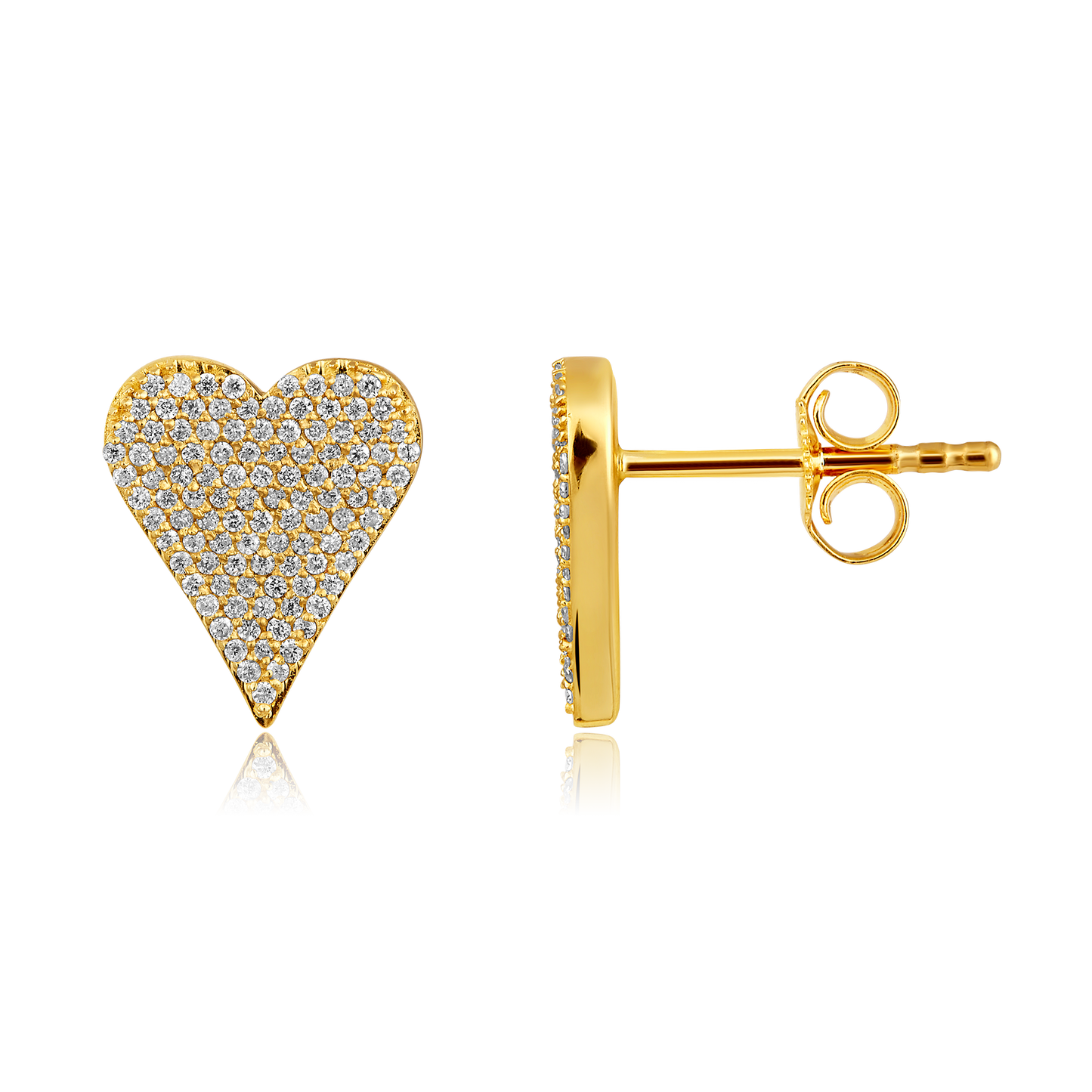 Solid Gold 0.32ct Natural Diamond Heart Studded Stud Earrings