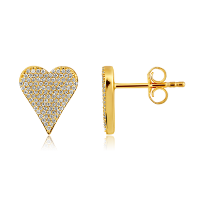 Solid Gold 0.32ct Natural Diamond Heart Studded Stud Earrings