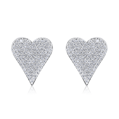 Solid Gold 0.3ct Natural Diamond Heart Love Cluster Stud Earrings