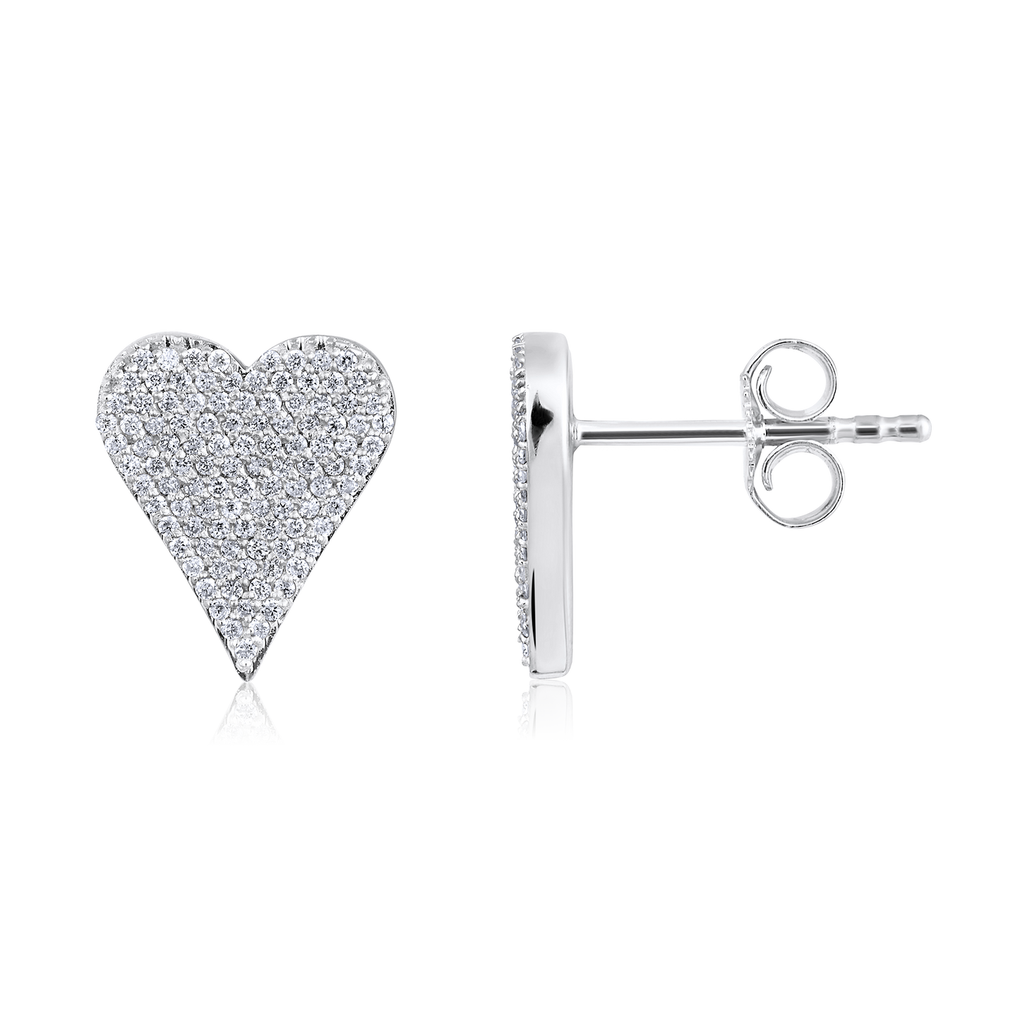 Solid Gold 0.3ct Natural Diamond Heart Love Cluster Stud Earrings