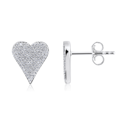 Solid Gold 0.3ct Natural Diamond Heart Love Cluster Stud Earrings