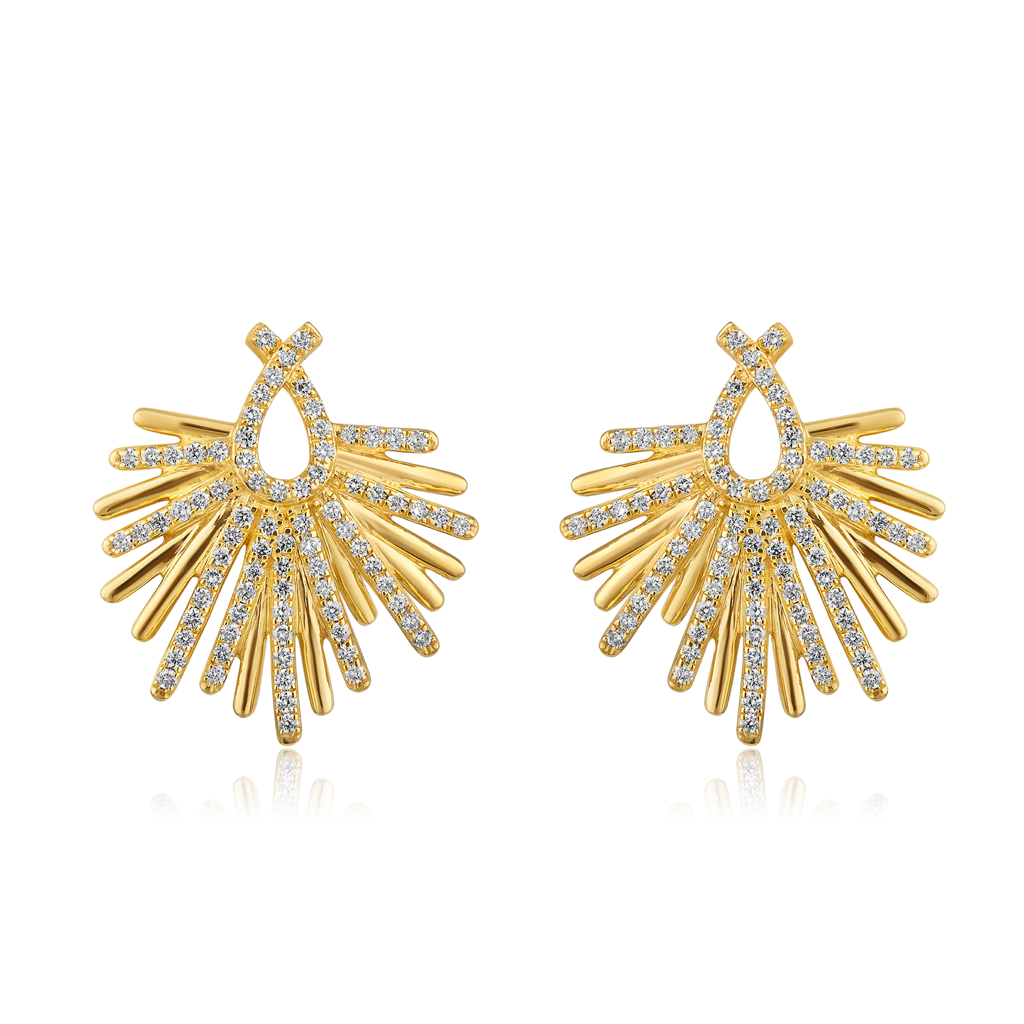 Solid Gold 0.6ct Natural Diamond Vintage Spike Stud Earrings