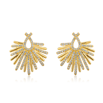 Solid Gold 0.6ct Natural Diamond Vintage Spike Stud Earrings