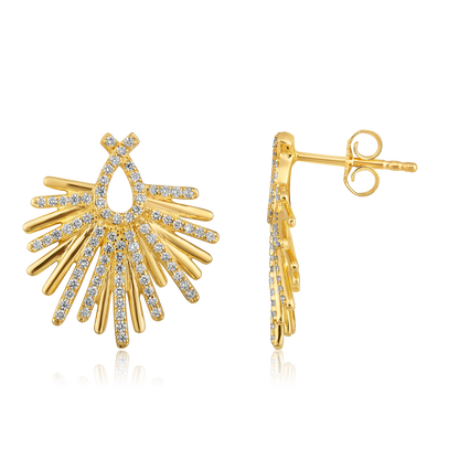 Solid Gold 0.6ct Natural Diamond Vintage Spike Stud Earrings