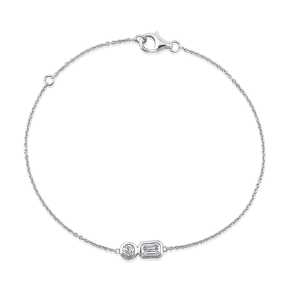 Solid Gold 0.42ct Natural Diamond Emerald Round Chain Bracelet