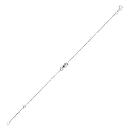 Solid Gold 0.42ct Natural Diamond Emerald Round Chain Bracelet