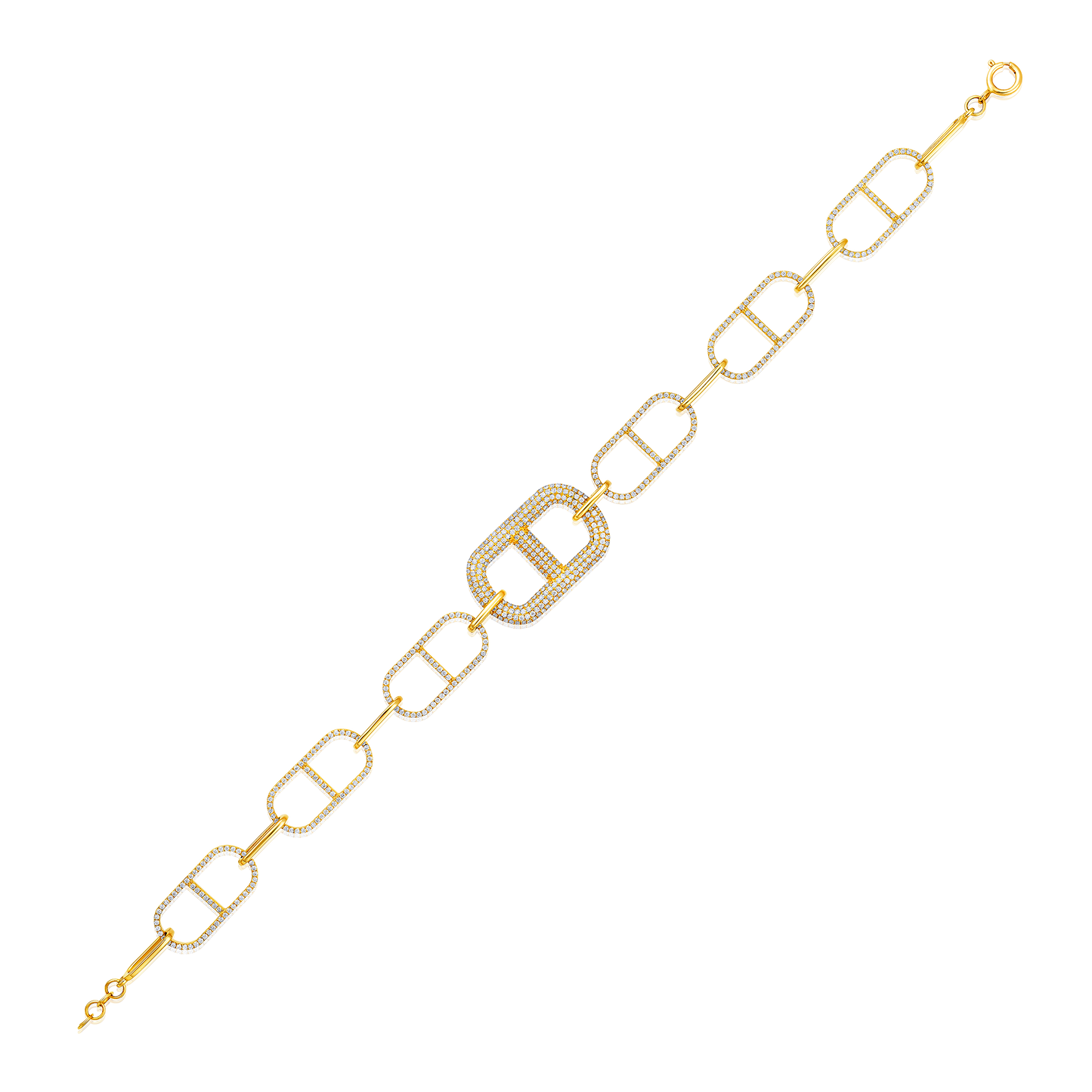 Solid Gold 1ct Natural Diamond Chain Link Paperclip Chunky Bracelet
