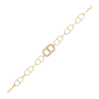Solid Gold 1ct Natural Diamond Chain Link Paperclip Chunky Bracelet