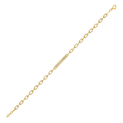 Solid Gold 0.61ct Natural Diamond Bar Paperclip Chain Link Bracelet