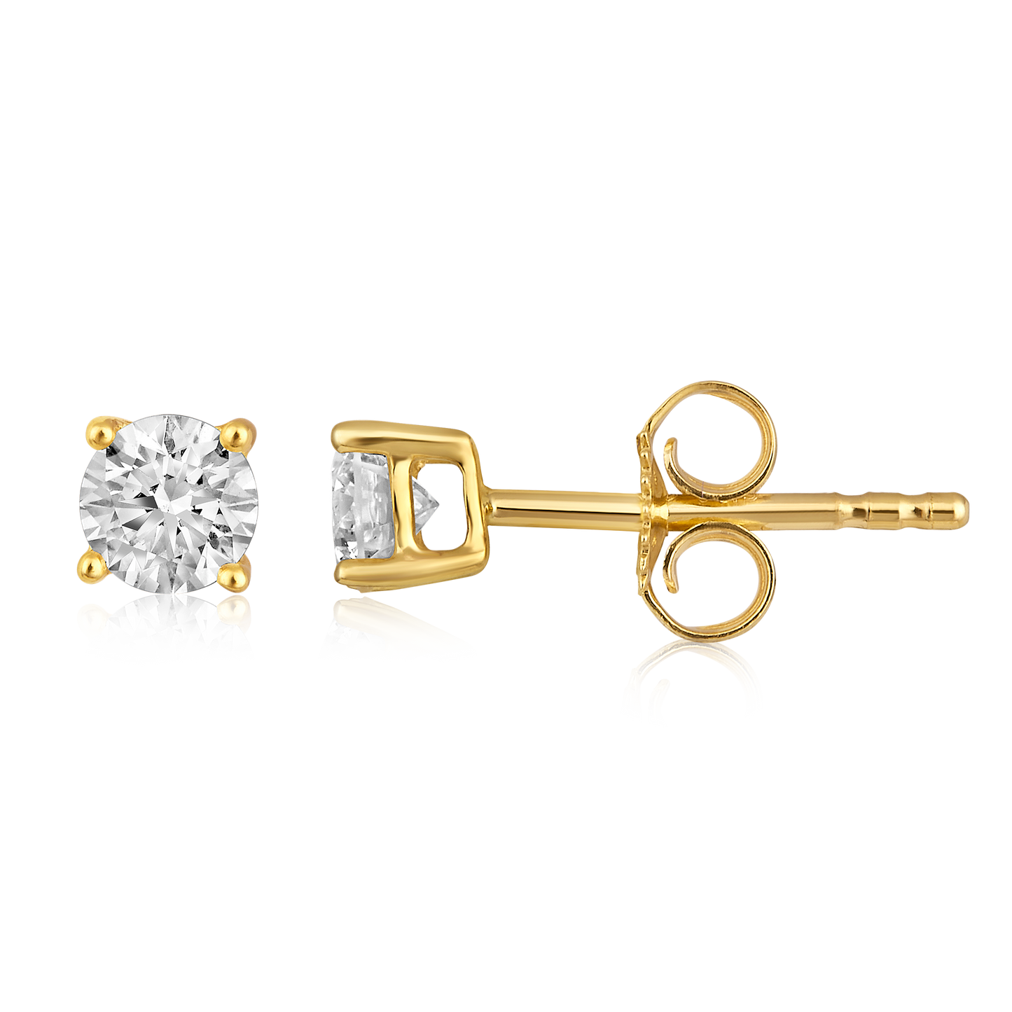 Solid Gold 0.5ct Natural Diamond 4 Prong Round Solitaire Stud Earrings