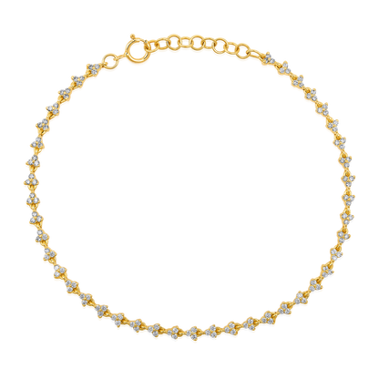 Solid Gold 0.61ct Natural Diamond 3 Stone Trio Motif Chain Link Bracelet