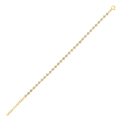 Solid Gold 0.61ct Natural Diamond 3 Stone Trio Motif Chain Link Bracelet