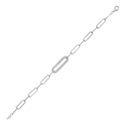 Solid Gold 0.6ct Natural Diamond Paperclip Chain Link Studded Bracelet