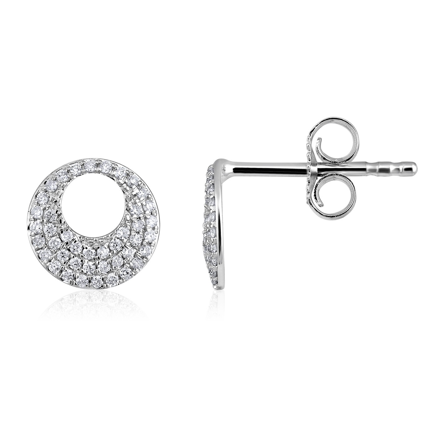 Solid Gold 0.14ct Natural Diamond Round CutOut Stud Earrings