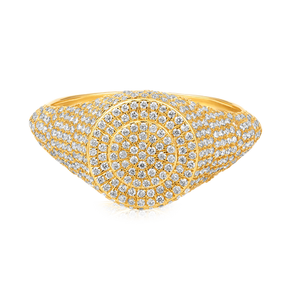 Solid Gold 0.6ct Natural Diamond Dome Signet Studded Ring