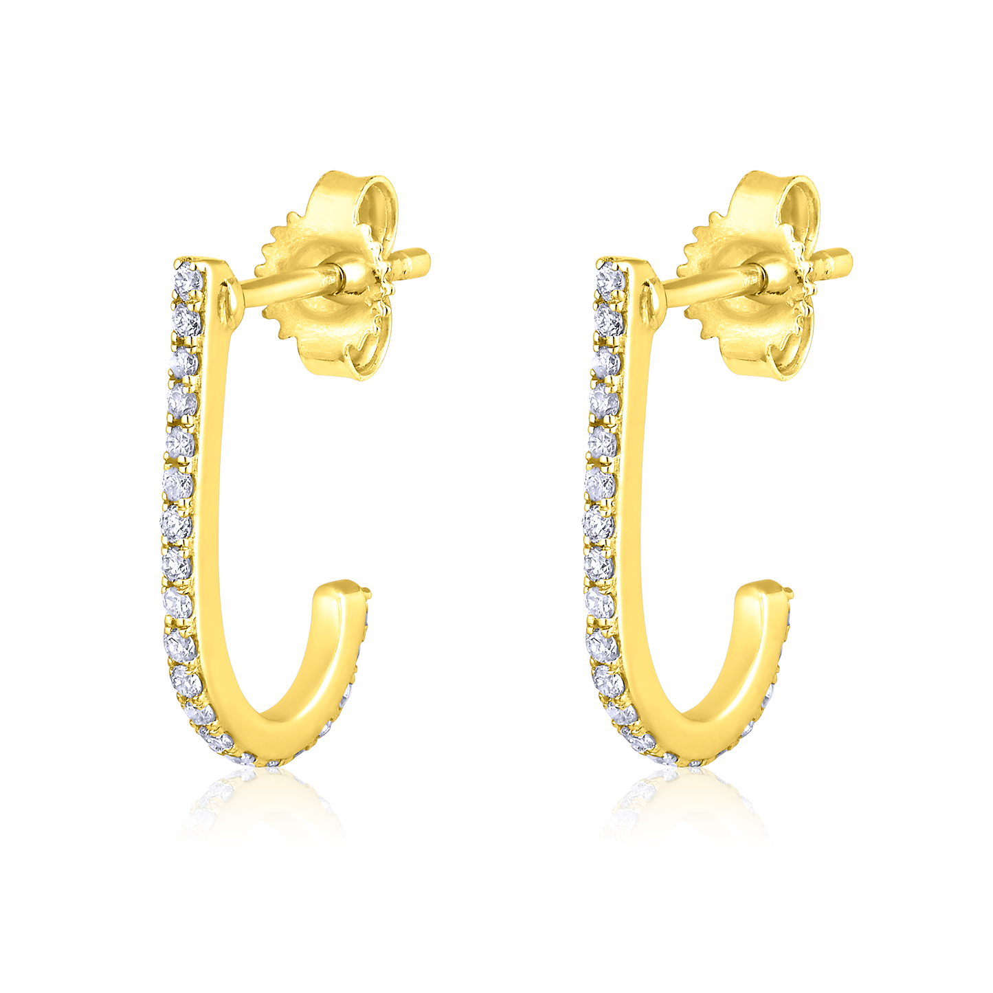 Solid Gold 0.2ct Natural Diamond Huggie Wrap Open Stud Earrings