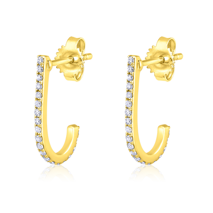 Solid Gold 0.2ct Natural Diamond Huggie Wrap Open Stud Earrings