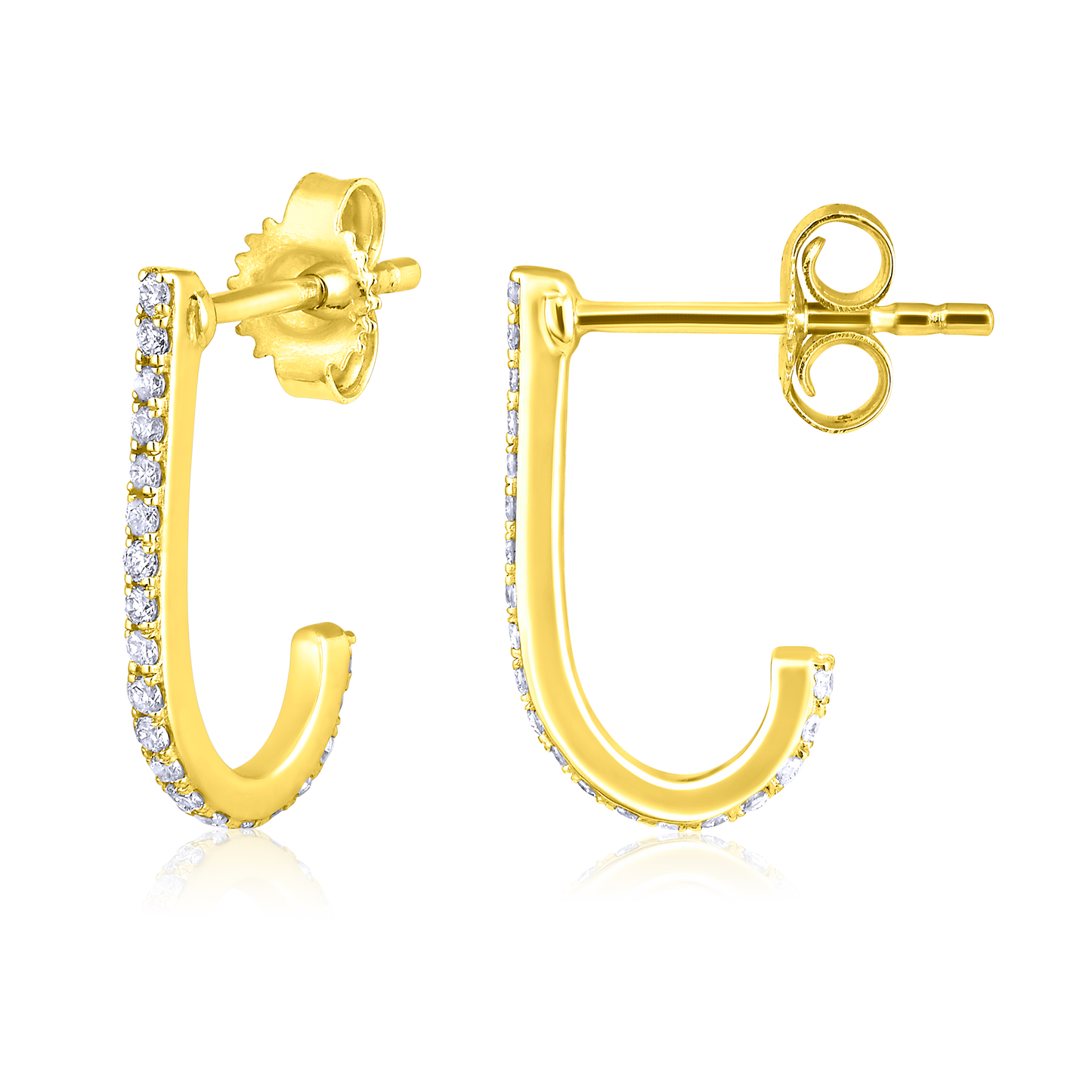 Solid Gold 0.2ct Natural Diamond Huggie Wrap Open Stud Earrings