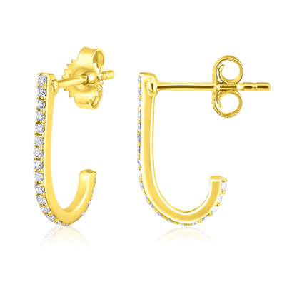 Solid Gold 0.2ct Natural Diamond Huggie Wrap Open Stud Earrings