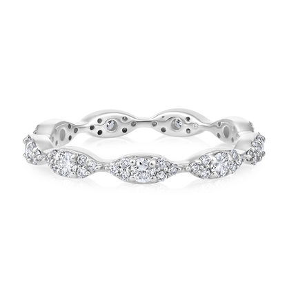 Solid Gold 0.64ct Natural Diamond Eternity Wave Band Ring