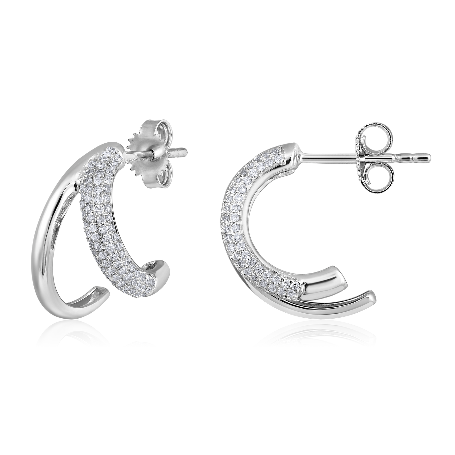 Solid Gold 0.3ct Natural Diamond Twin Claw Wrap Stud Earrings