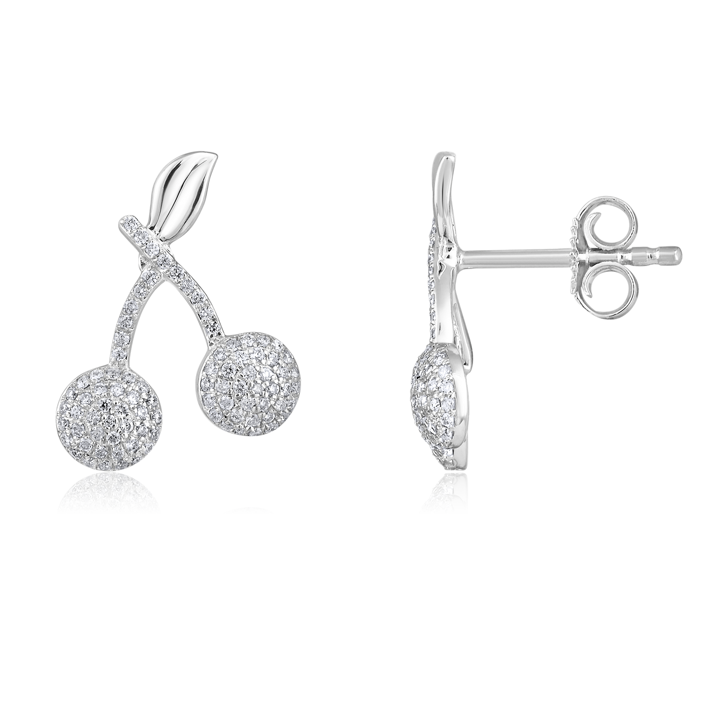 Solid Gold 0.3ct Natural Diamond Cherry Stud Earrings