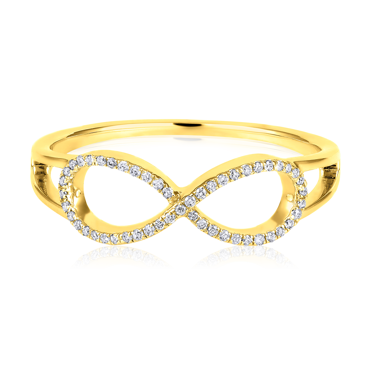 Solid Gold 0.1ct Natural Diamond Infinity Charm Ring
