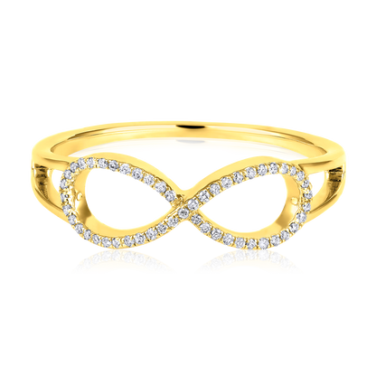 Solid Gold 0.1ct Natural Diamond Infinity Charm Ring