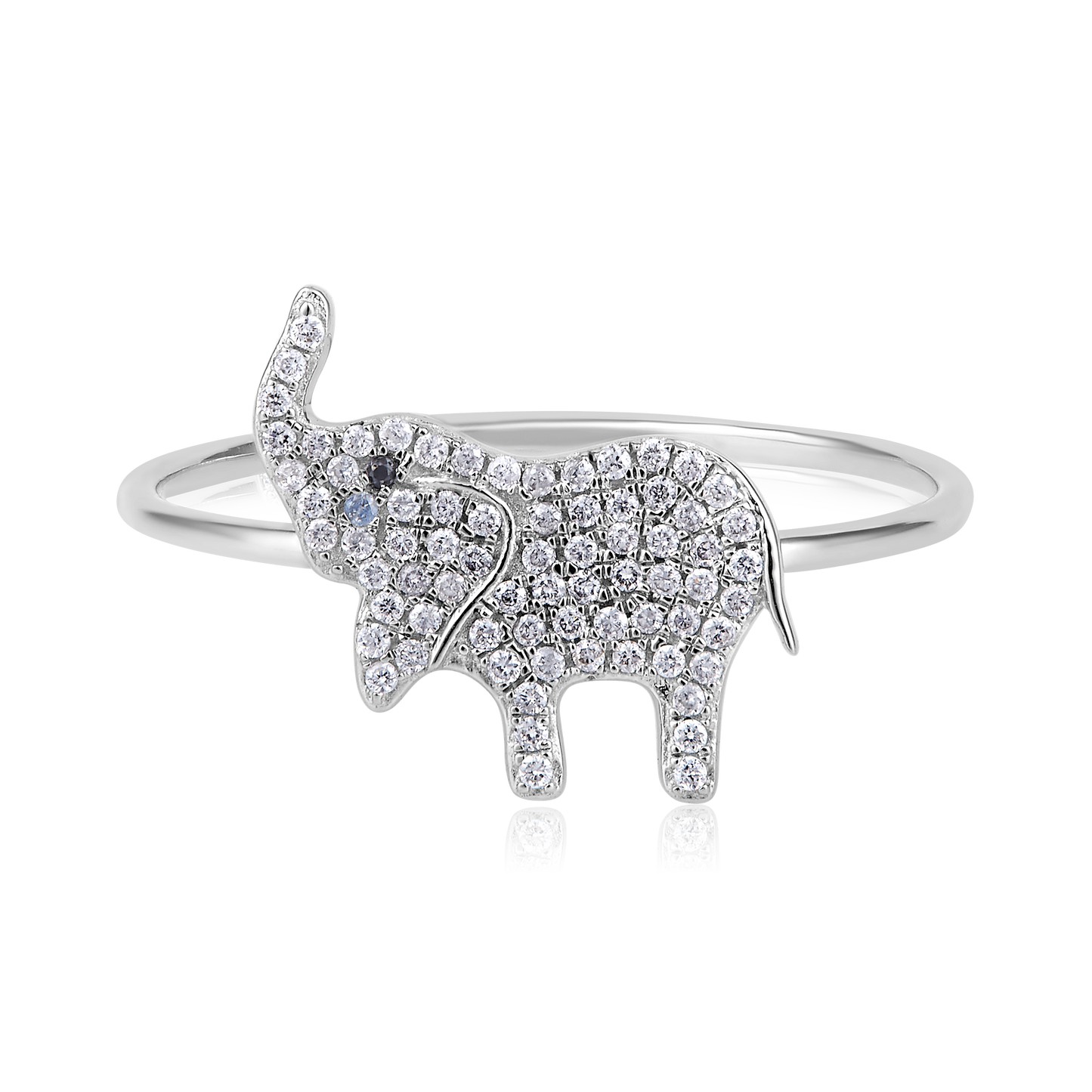 Solid Gold 0.13ct Natural Diamond Elephant Charm Ring